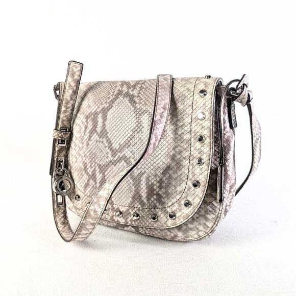 Michael Kors Handbags - Michael Kors Hamilton Studded Python Print Leather Shoulder Bag